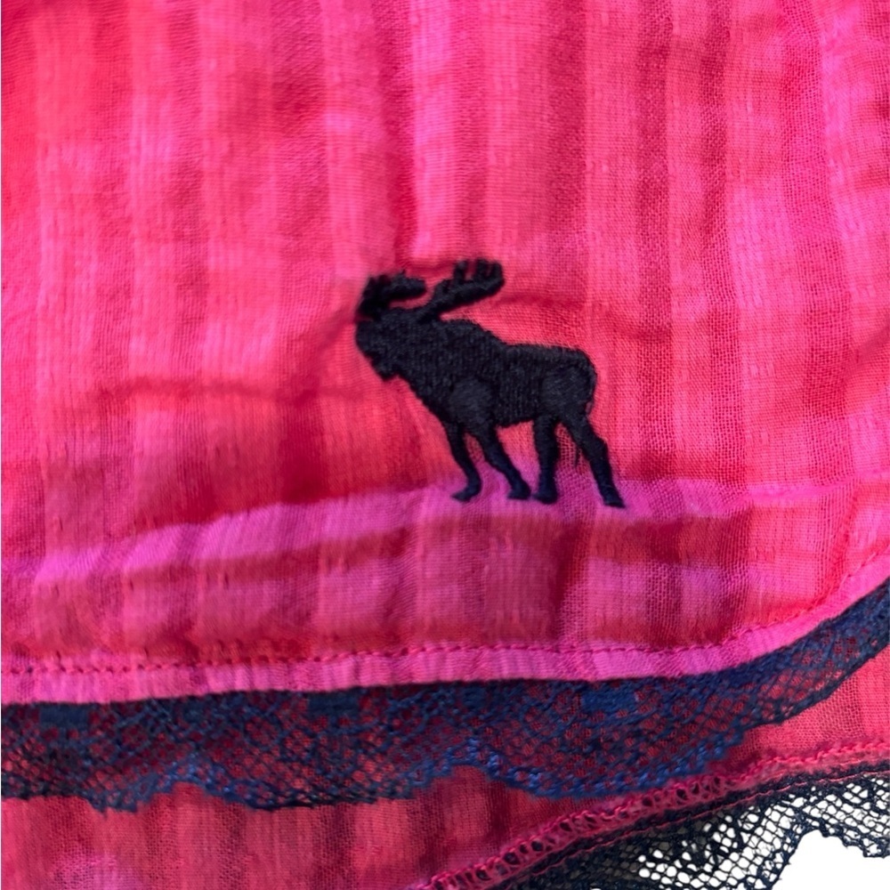 Y2K vintage Abercrombie & Fitch pink Striped Shorts feminine boxer blue lace - Picture 4 of 10